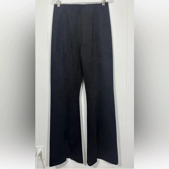 Free People Pants - NWT FREE PEOPLE CURVY Real Deal Faux Suede Flare Black Pants Size 29 Open Leg